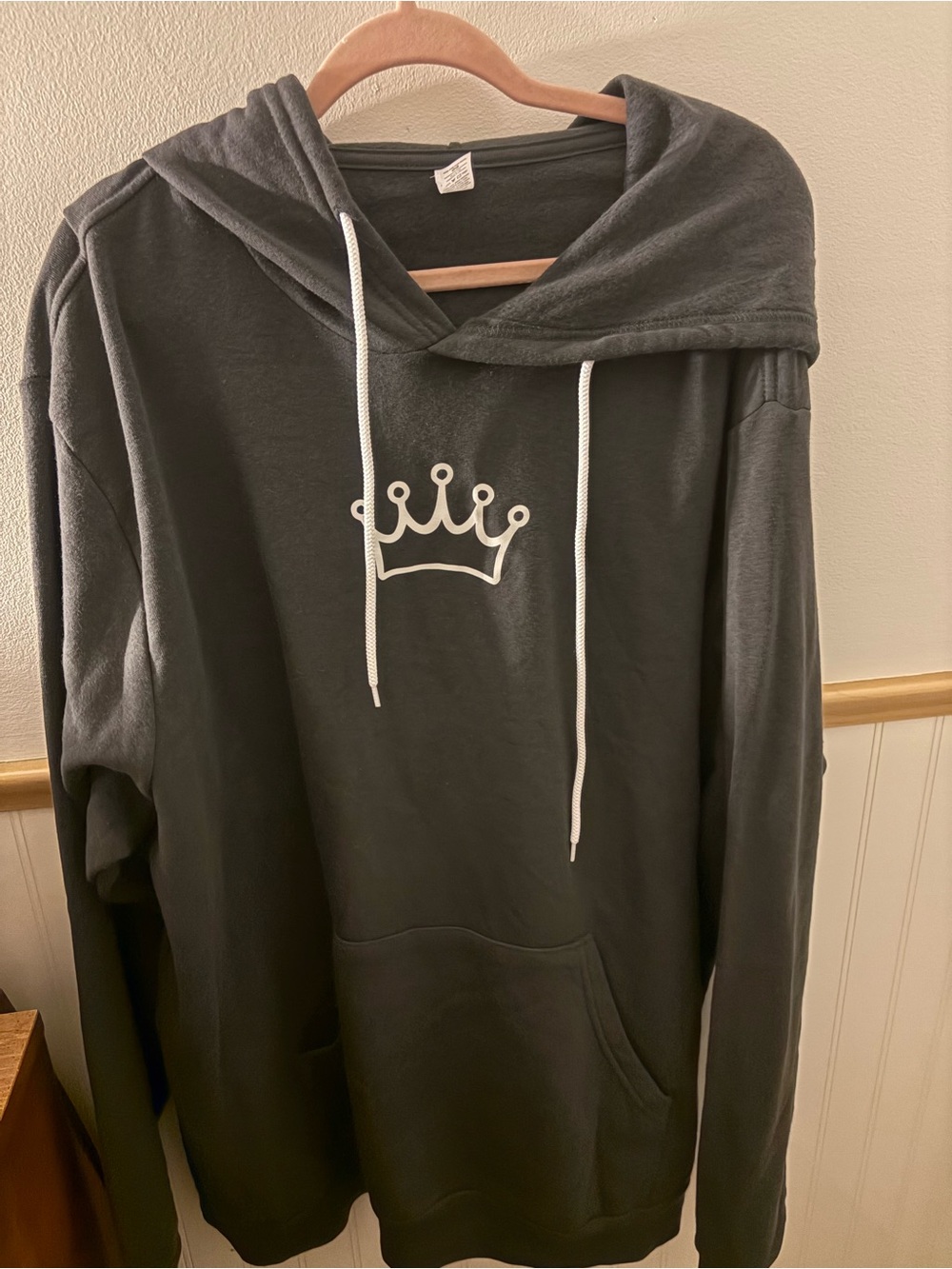 Giant Hoodies Oversized Crown Graphic Pullover Hoodie One Size Black